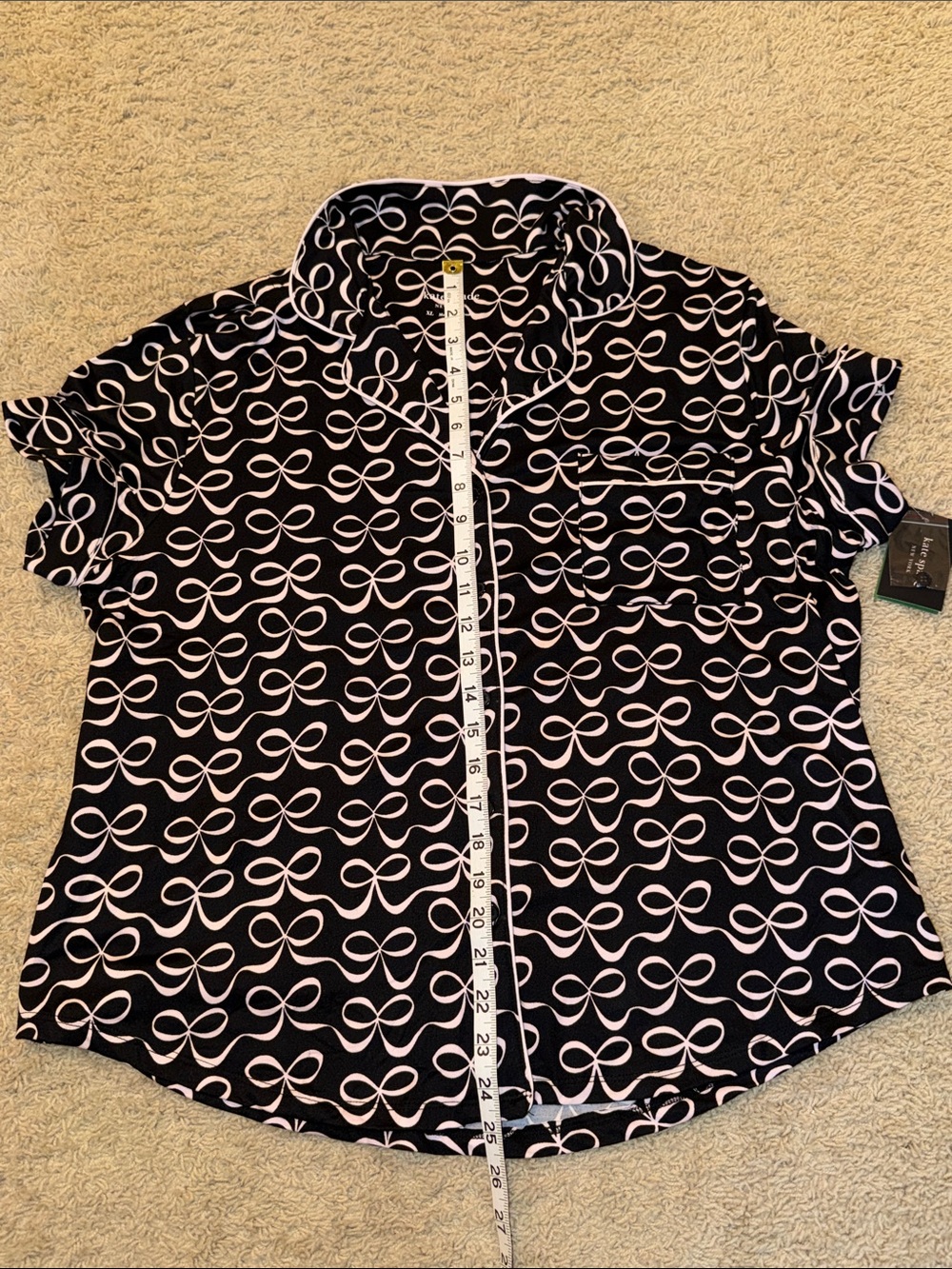 kate spade Black Pajama Set with Pale Pink Bow Print - Picture 5 of 15